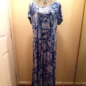 Blue and white maxi dress